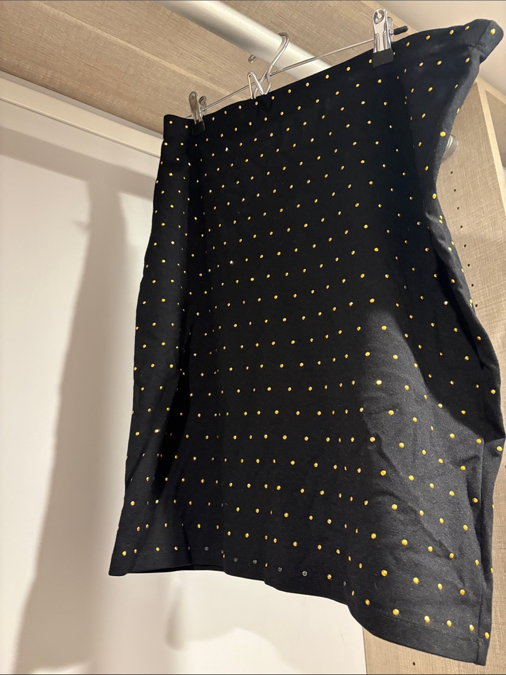 Vince Camuto Black Pencil Skirt with Gold Polka Dots
